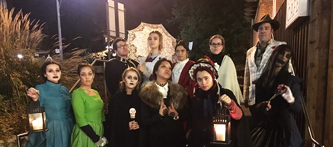 Members of the University of Toronto History Society ready for their Haunted Campus Ghost Tours